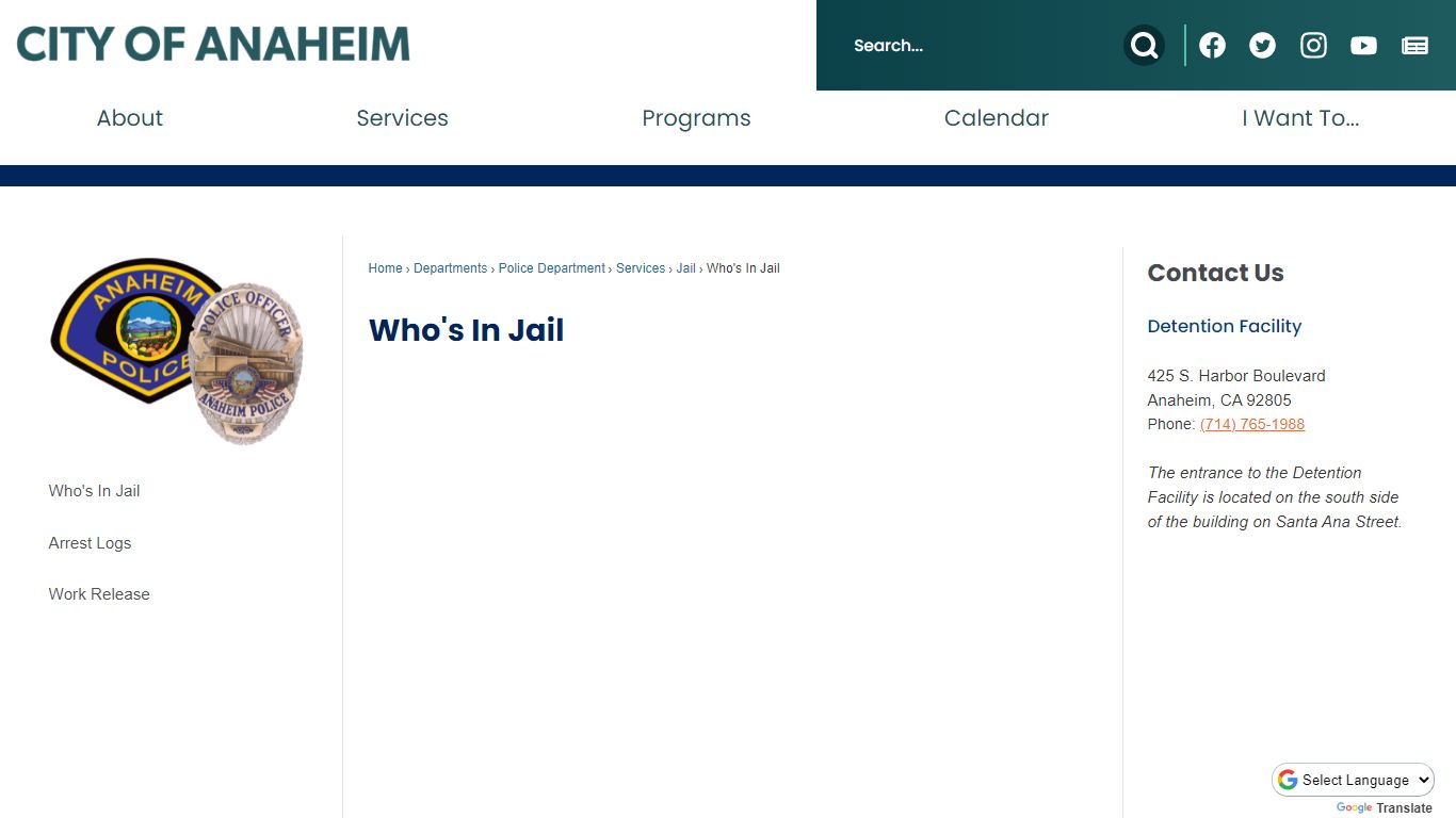 Who's In Jail | Anaheim, CA - Official Website